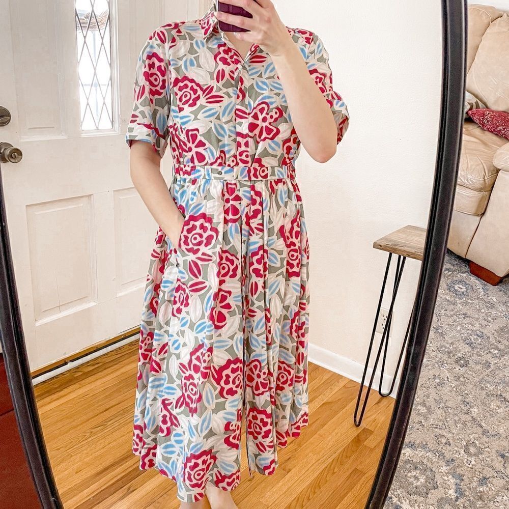 Bogner Adrienne Midi Floral Shirt Dress 8